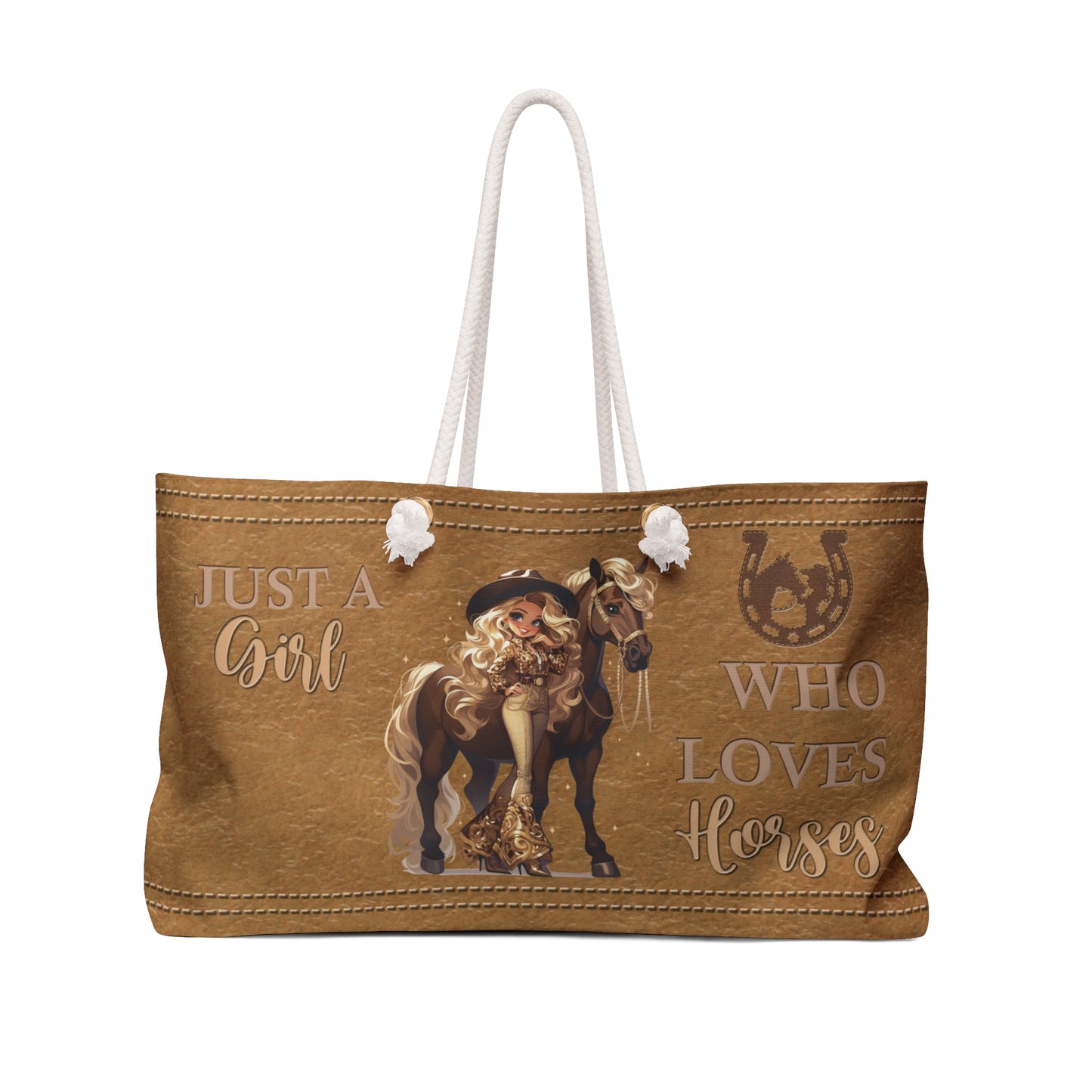 Personalised Weekender Bag, Western, Just a Girl Who loves Horses, Large Weekender Bag, Beach Bag, Book Bag