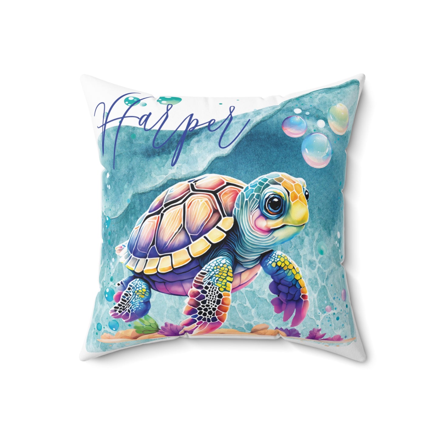 Personalised Turtle Polyester Square Cushion, Turtle cushion