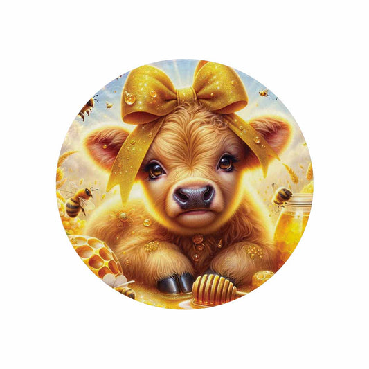 Higland Cow Awd1409  Circular Micro Fleece Blanket 60"
