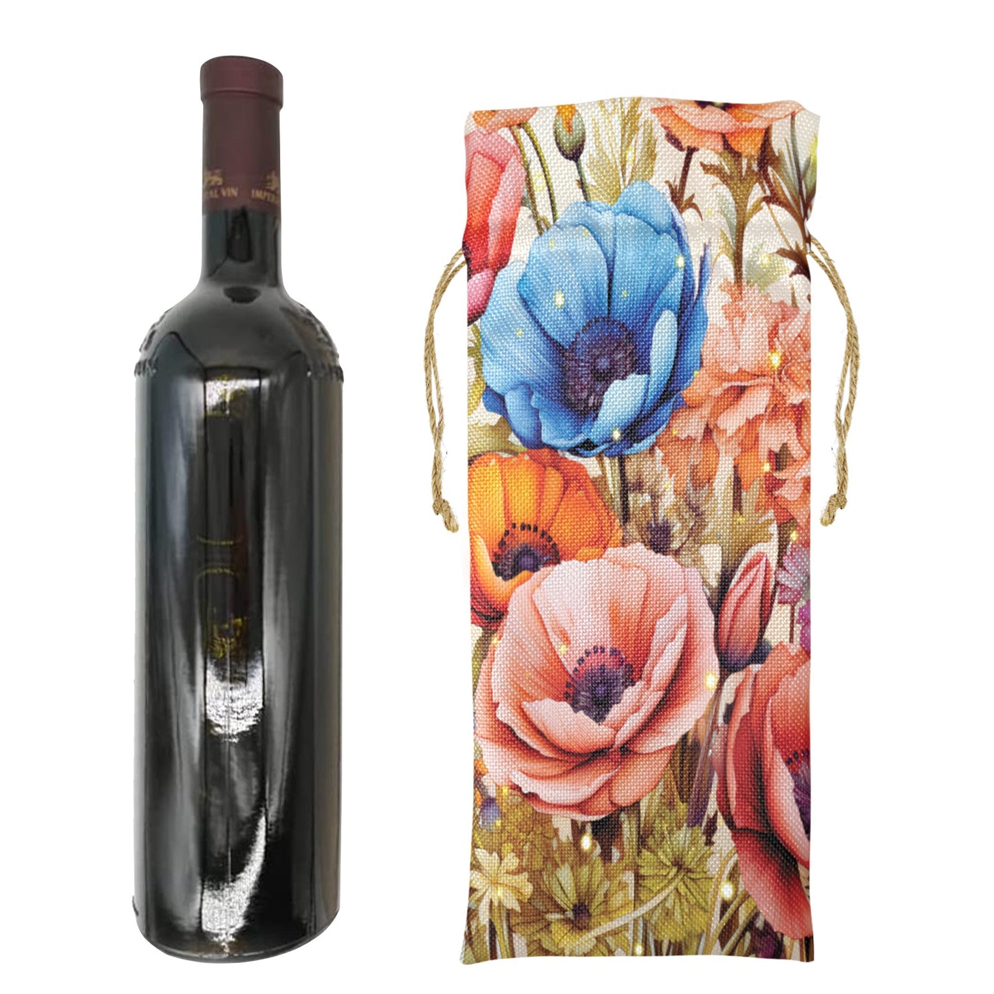 Wildflowers awd425 Linen Wine Bottle Bag