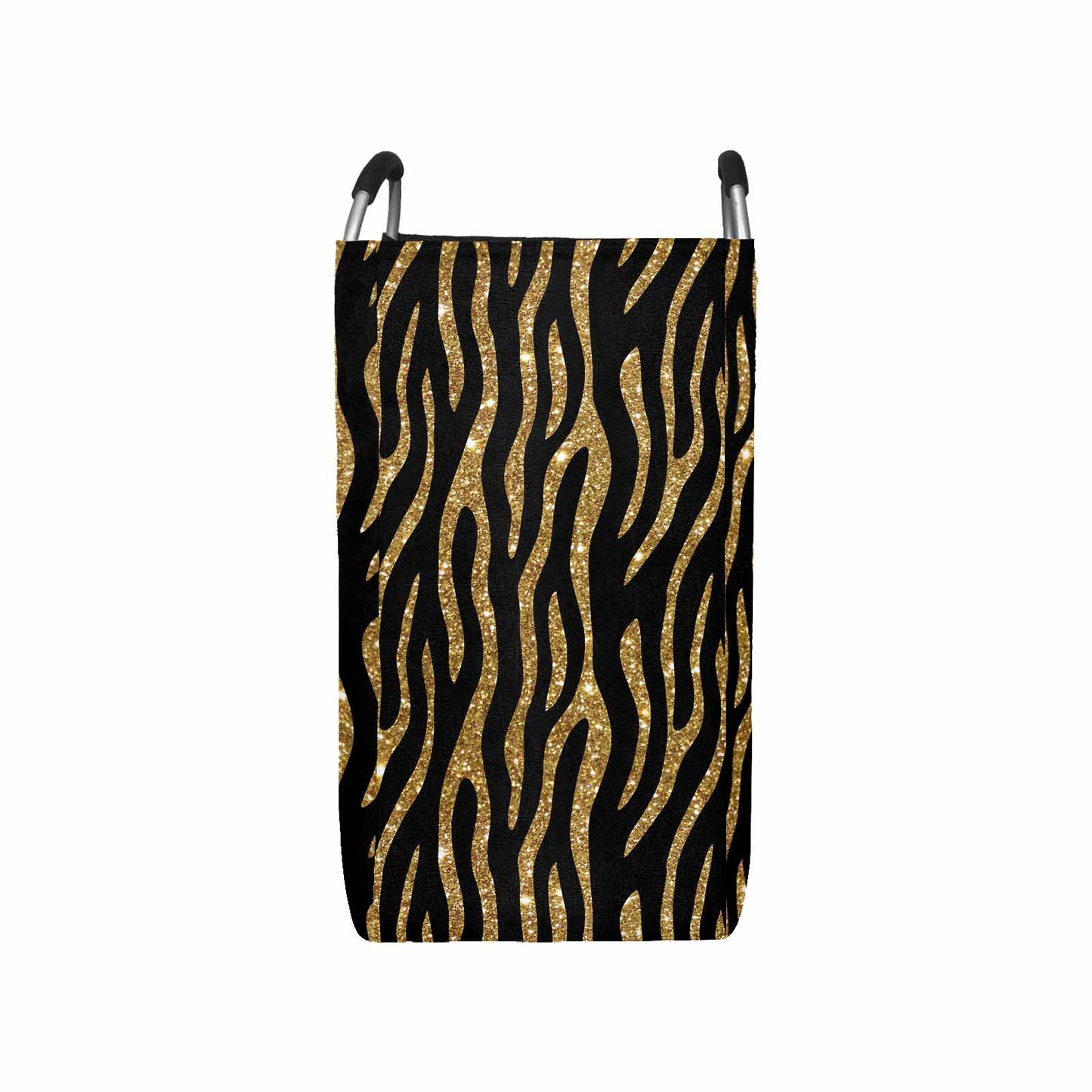 Black and Gold Glitter Leopard Print  Square Laundry Basket