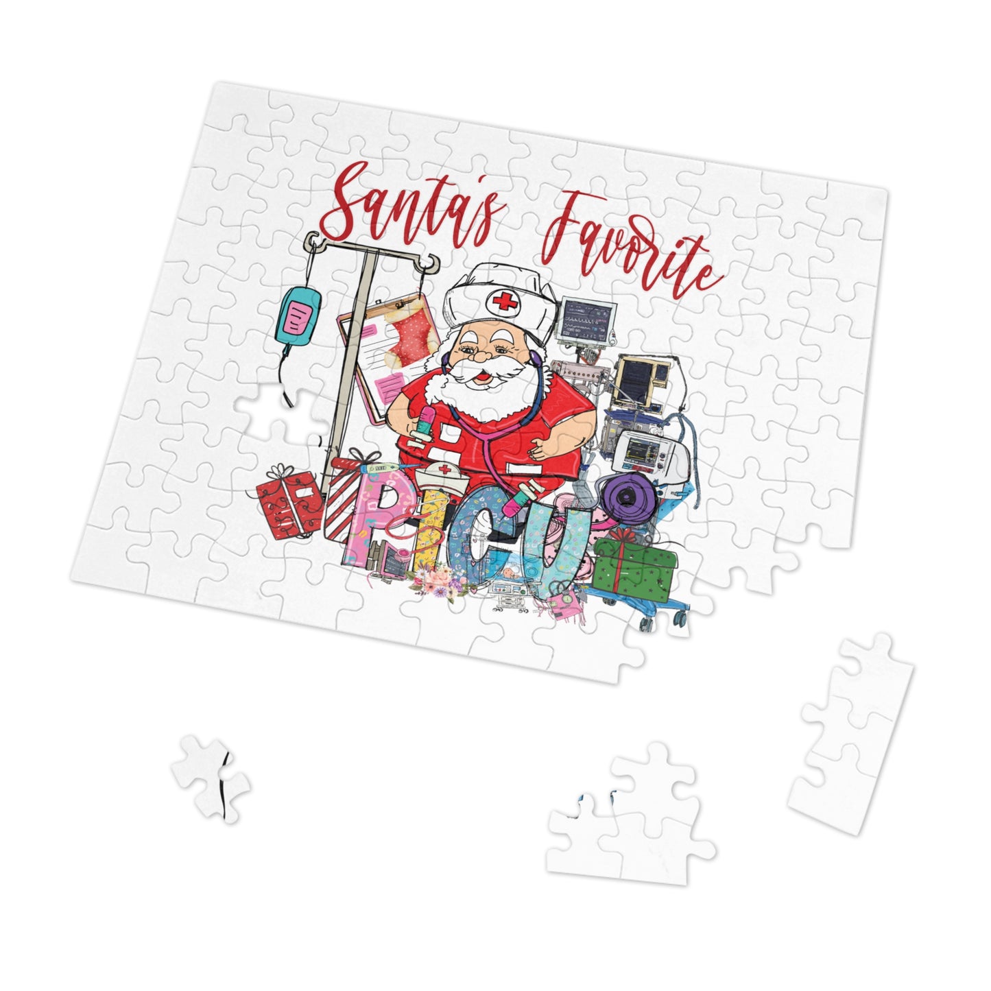 Jigsaw Puzzle, Santa's Favorite PICU Nurse, Personalised/Non-Personalised (30, 110, 252, 500,1000-Piece)