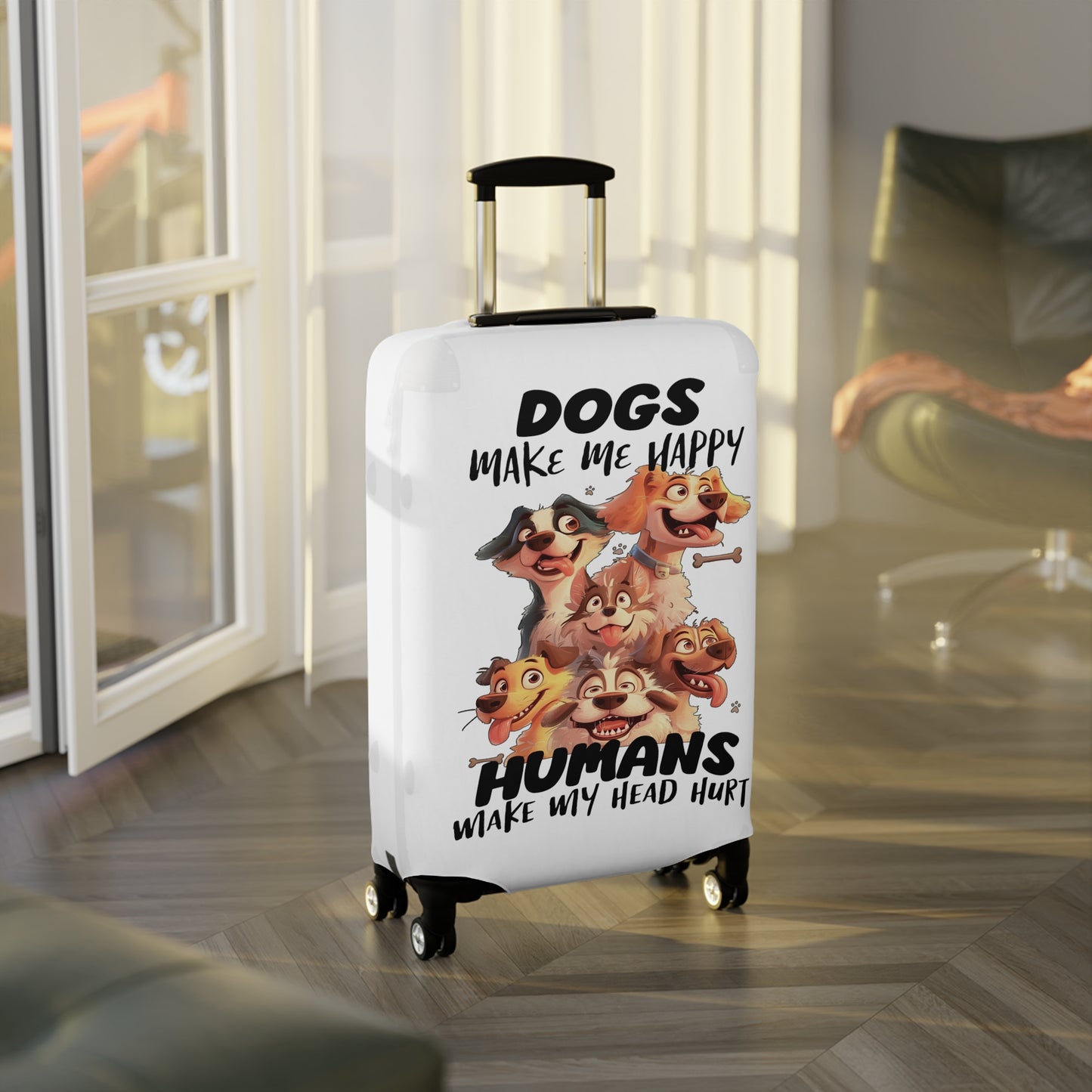 Luggage Cover, Dog, Dogs make me happy, awd-4006