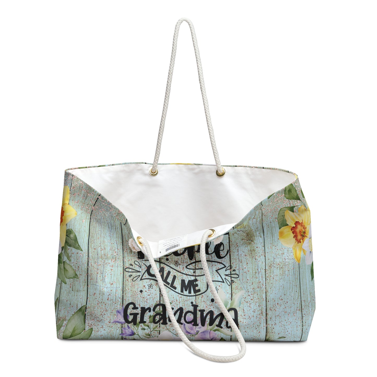 Personalised/Non-Personalised Weekender Bag, Floral, My Favorite People Call me Grandma, Large Weekender Bag, Beach Bag, Book Bag