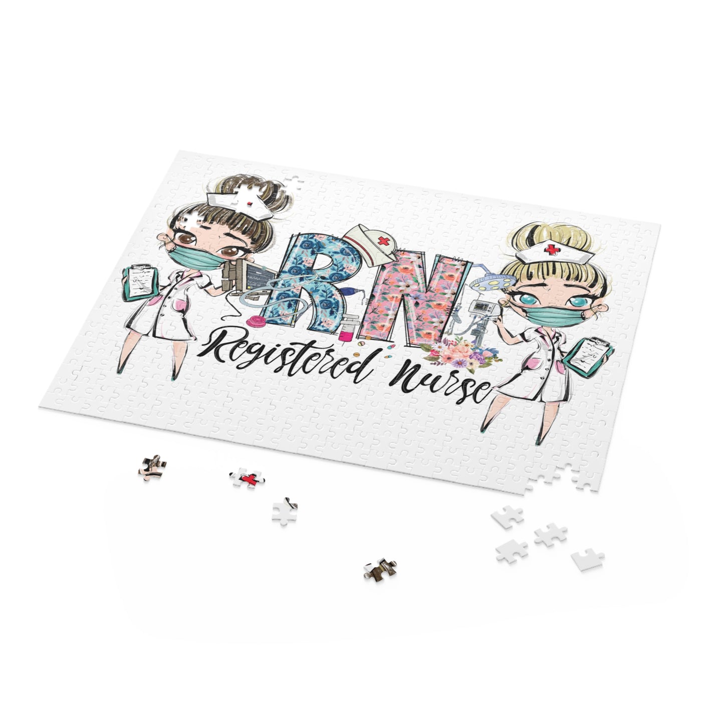 Puzzle, Nurse, RN Nurse, Registered Nurse Floral (120, 252, 500-Piece) awd-639