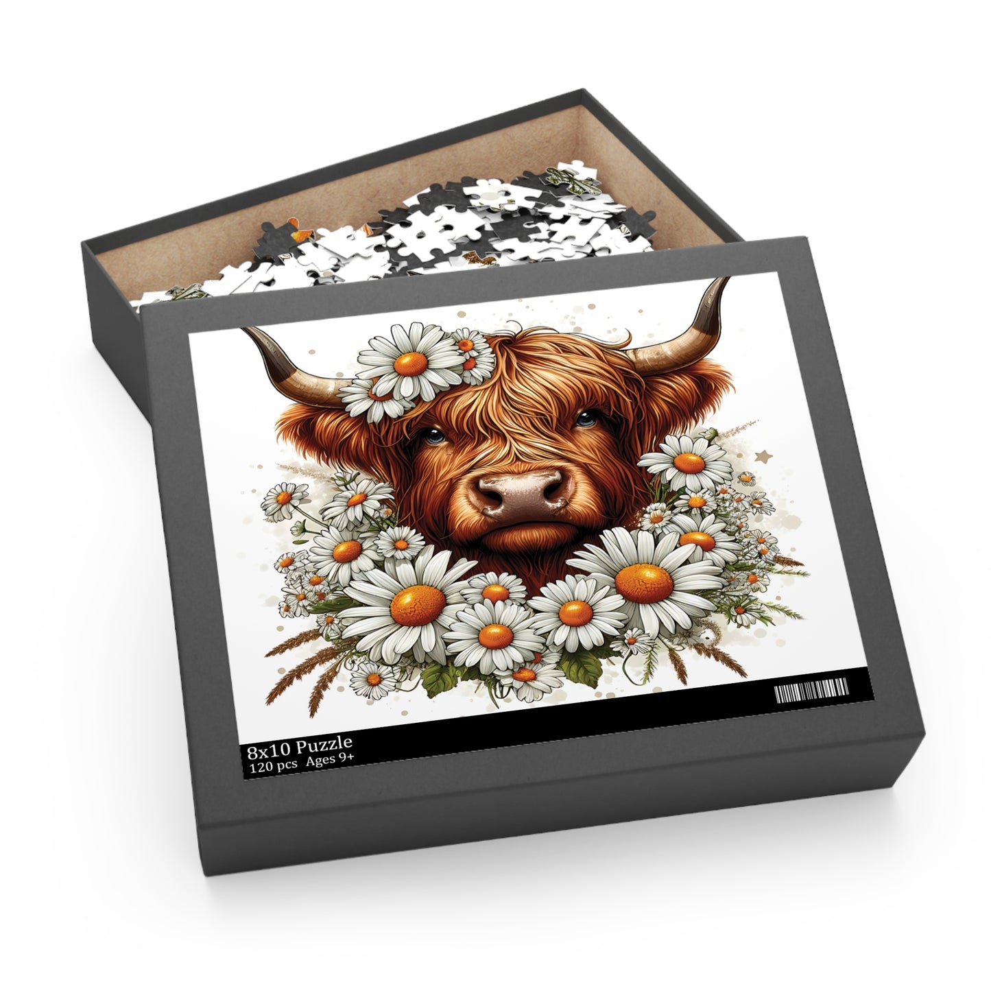 Personalised/Non-Personalised Puzzle, Highland Cow (120, 252, 500-Piece)