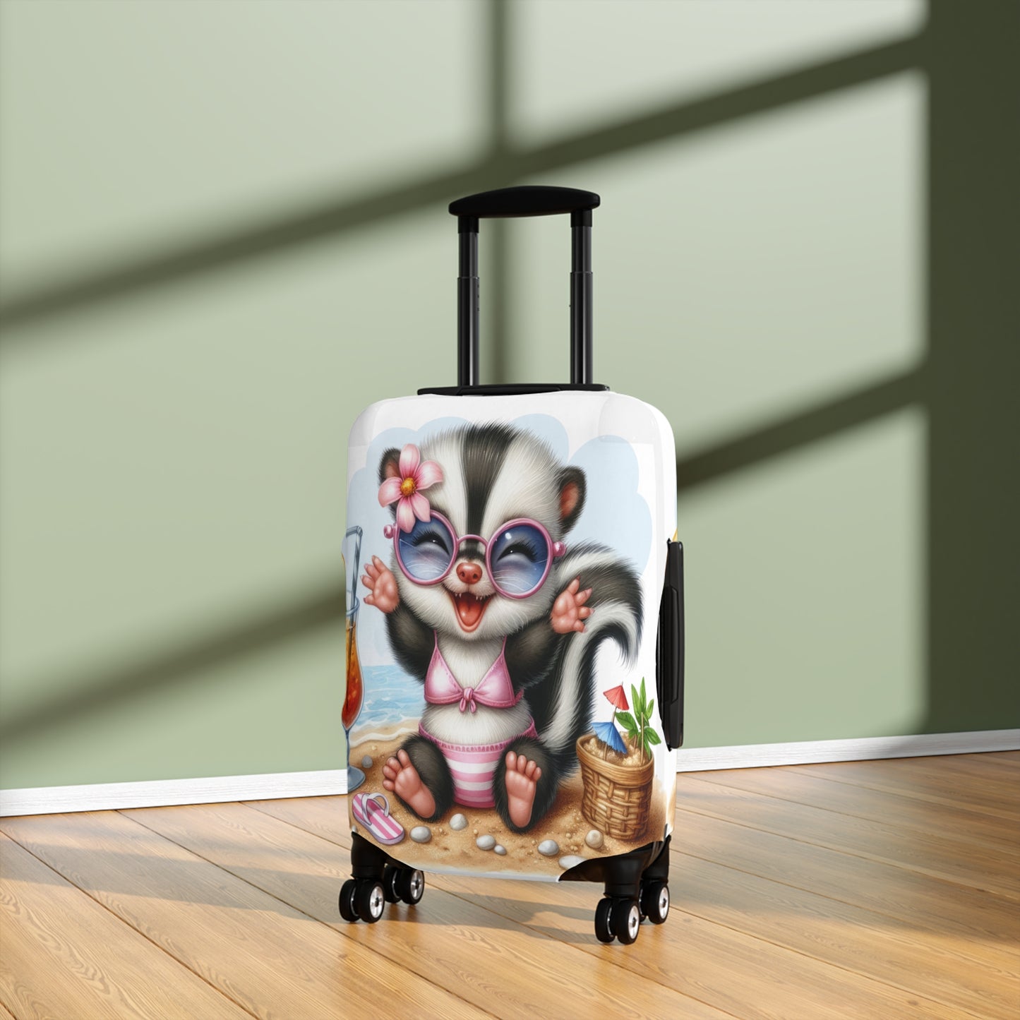 Luggage Cover, Skunk at the Beach, awd-1411