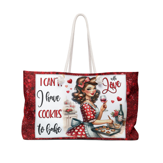 Personalised/Non-Personalised Weekender Bag, I Can't I have Cookies to Bake, Large Weekender Bag, Beach Bag, Book Bag