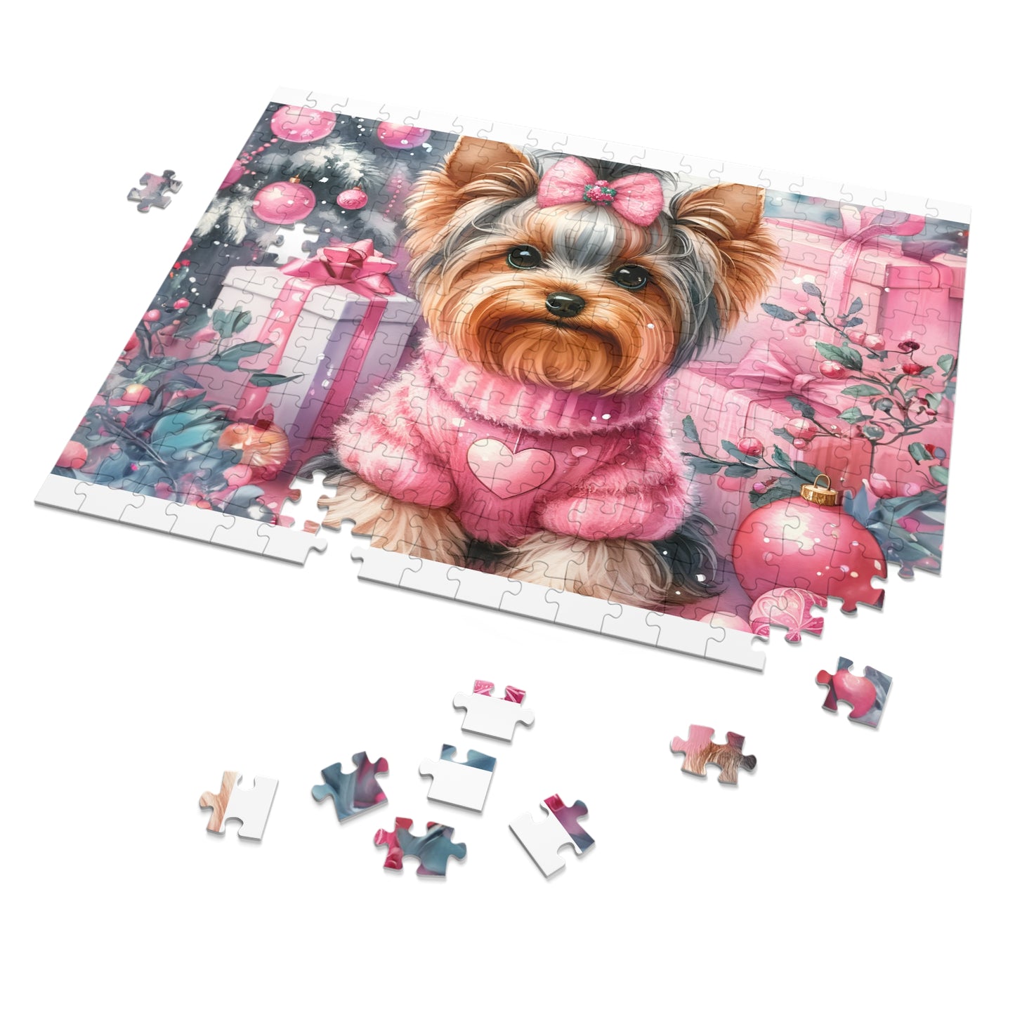 Jigsaw Puzzle, Christmas, Yorkshire Terrier, Personalised/Non-Personalised (30, 110, 252, 500,1000-Piece)