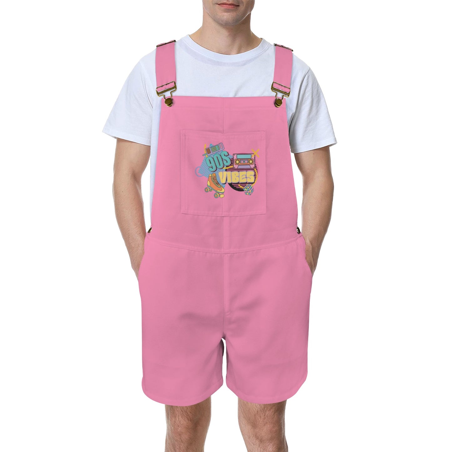 90's Vibes Persian Pink Unisex Shorts Suspender Jumpsuit