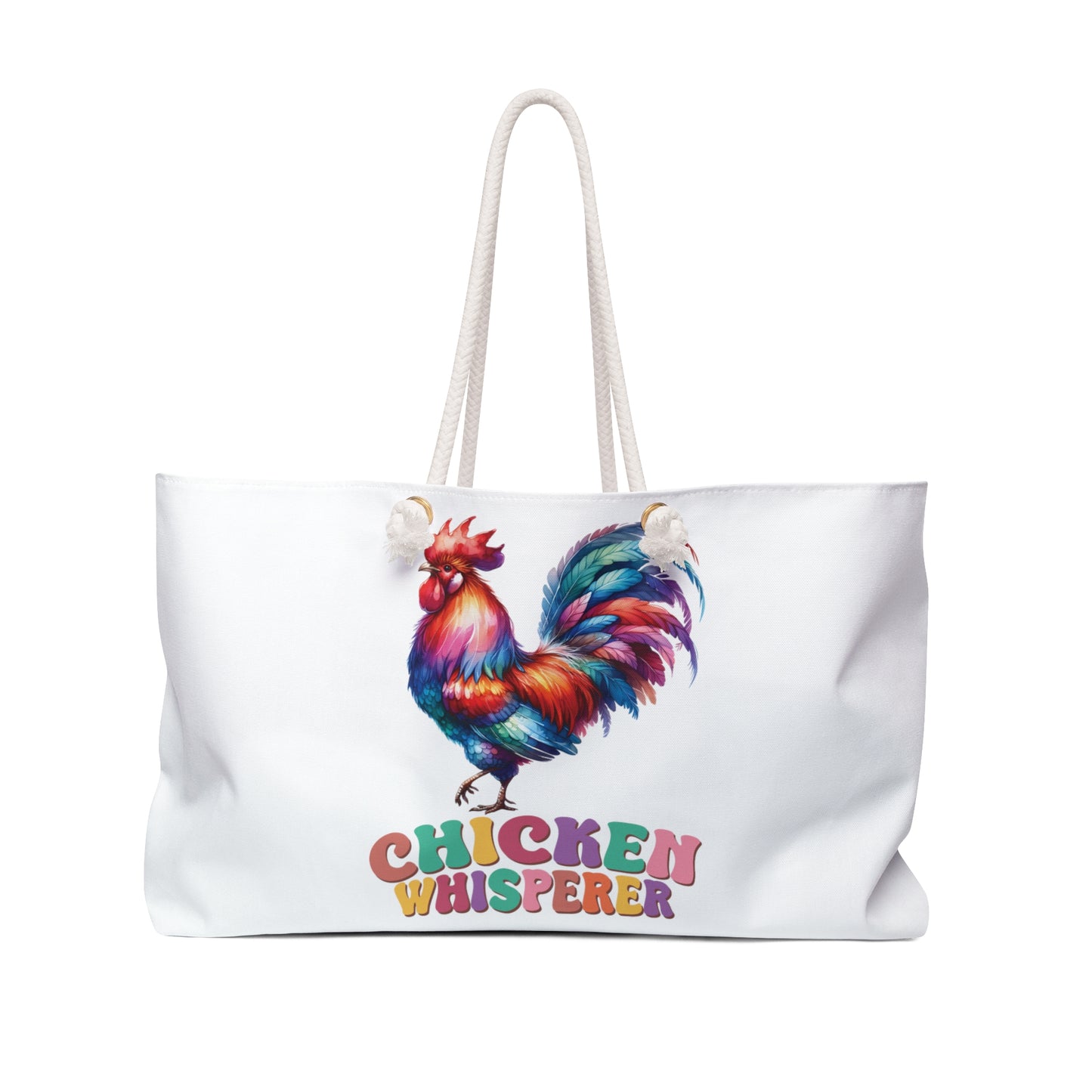 Personalised/Non-Personalised Weekender Bag, Chickens, Quote, Chicken Whisperer, Large Weekender Bag, Beach Bag, Book Bag