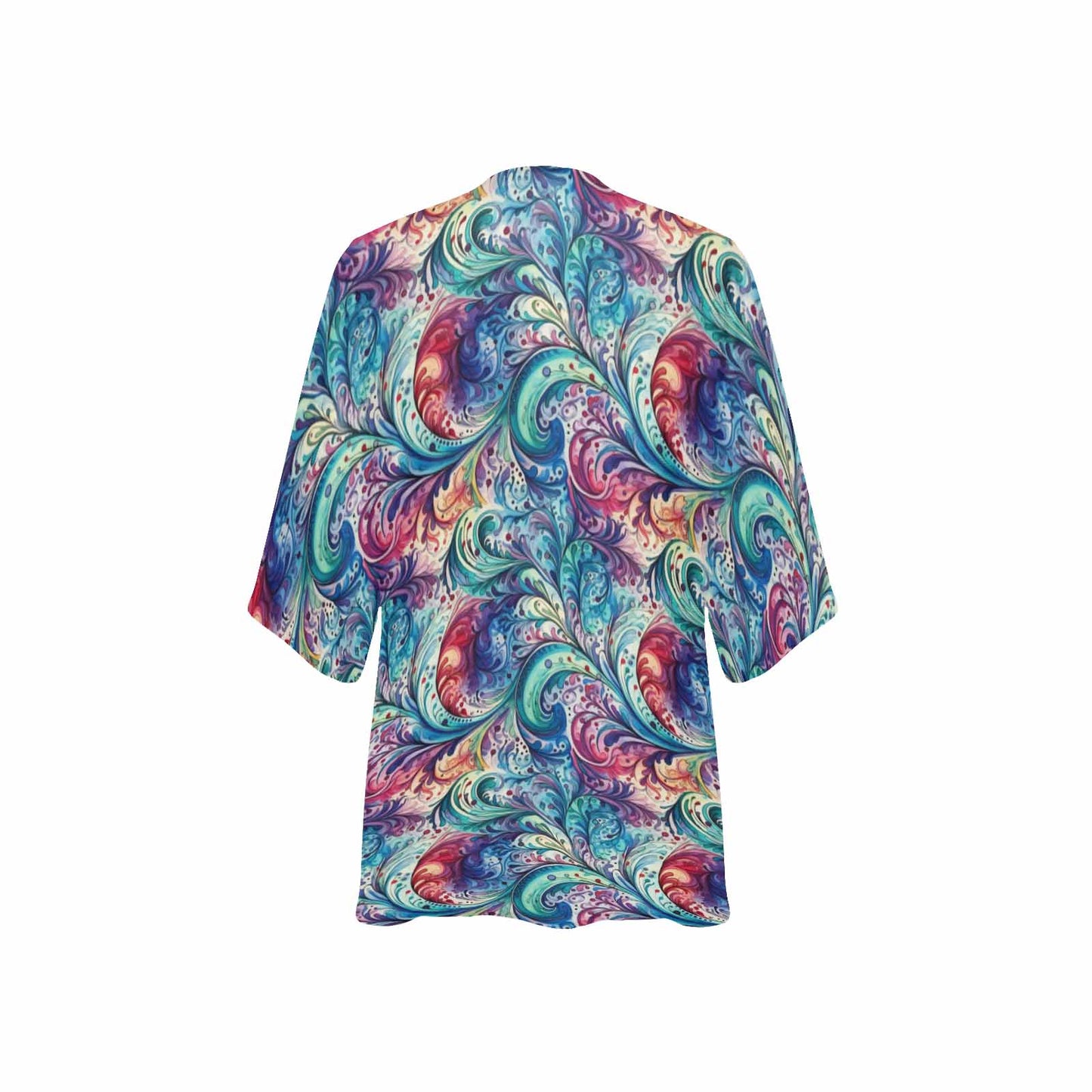 Rainbow Paisley Women's Kimono Chiffon Cover Up