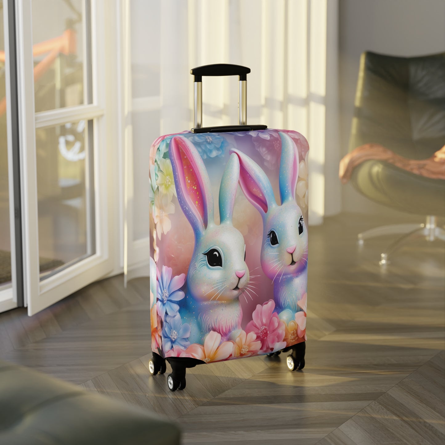 Luggage Cover, Easter, Floral Rabbits, awd-703