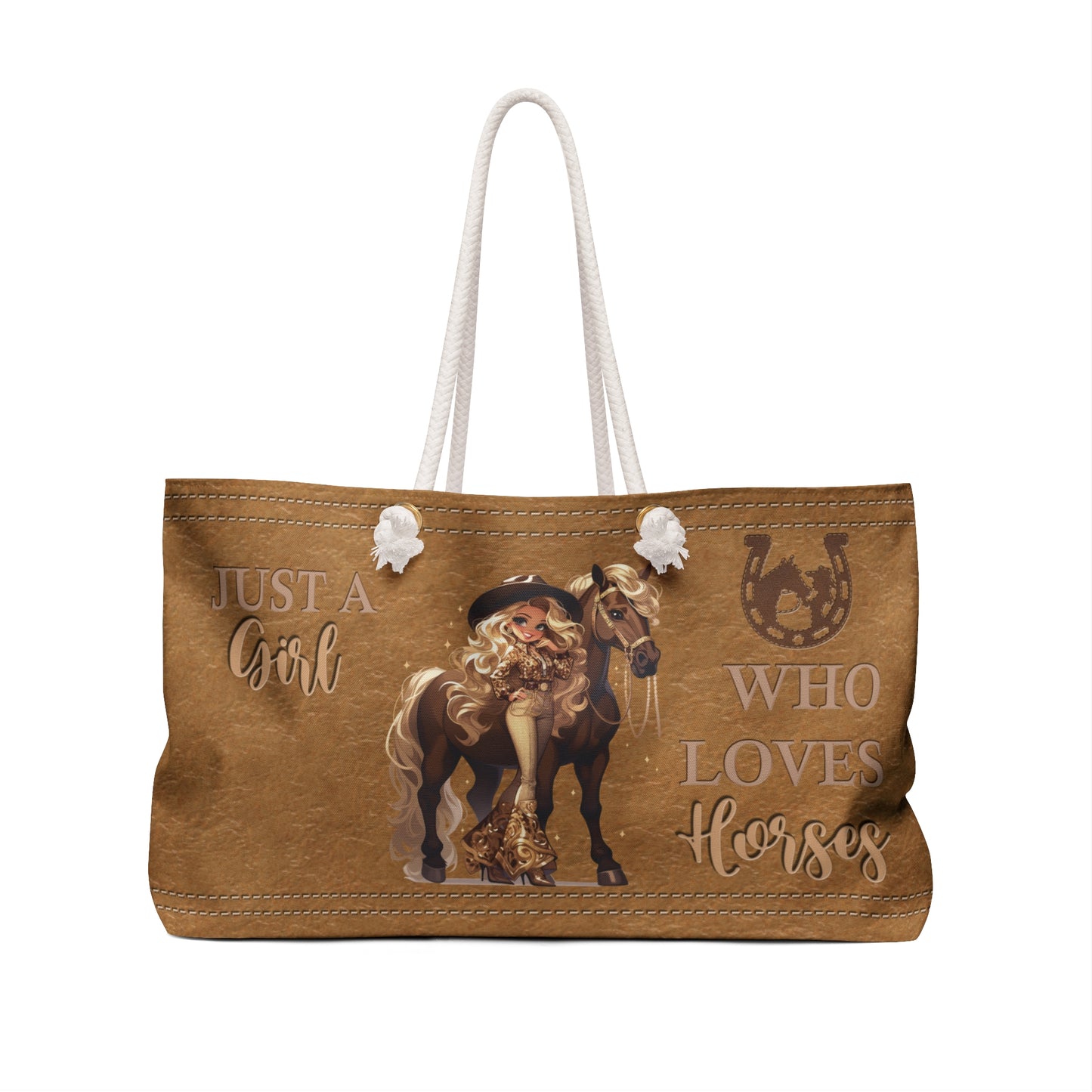 Personalised Weekender Bag, Western, Just a Girl Who loves Horses, Large Weekender Bag, Beach Bag, Book Bag