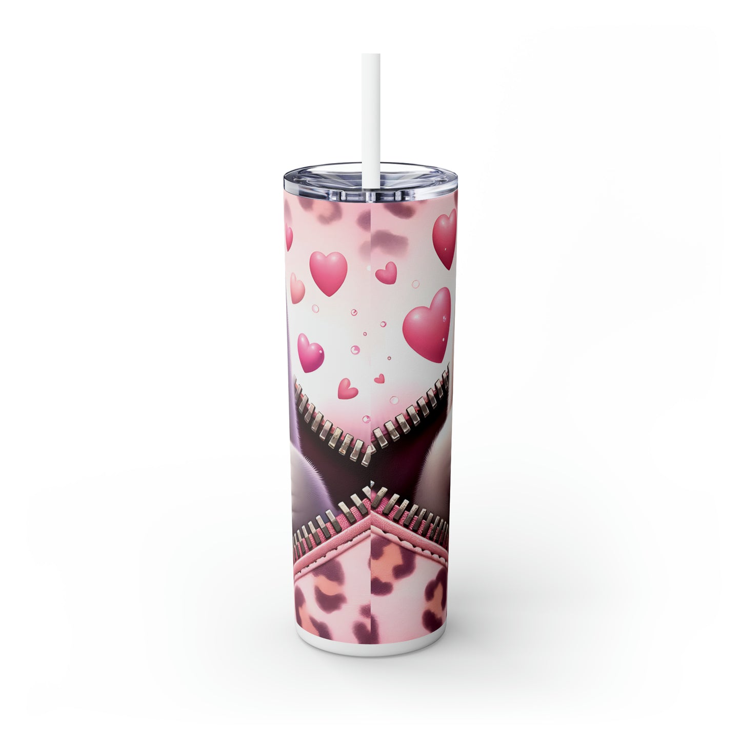 Skinny Tumbler with Straw, 20oz, Seal, Valentines Day