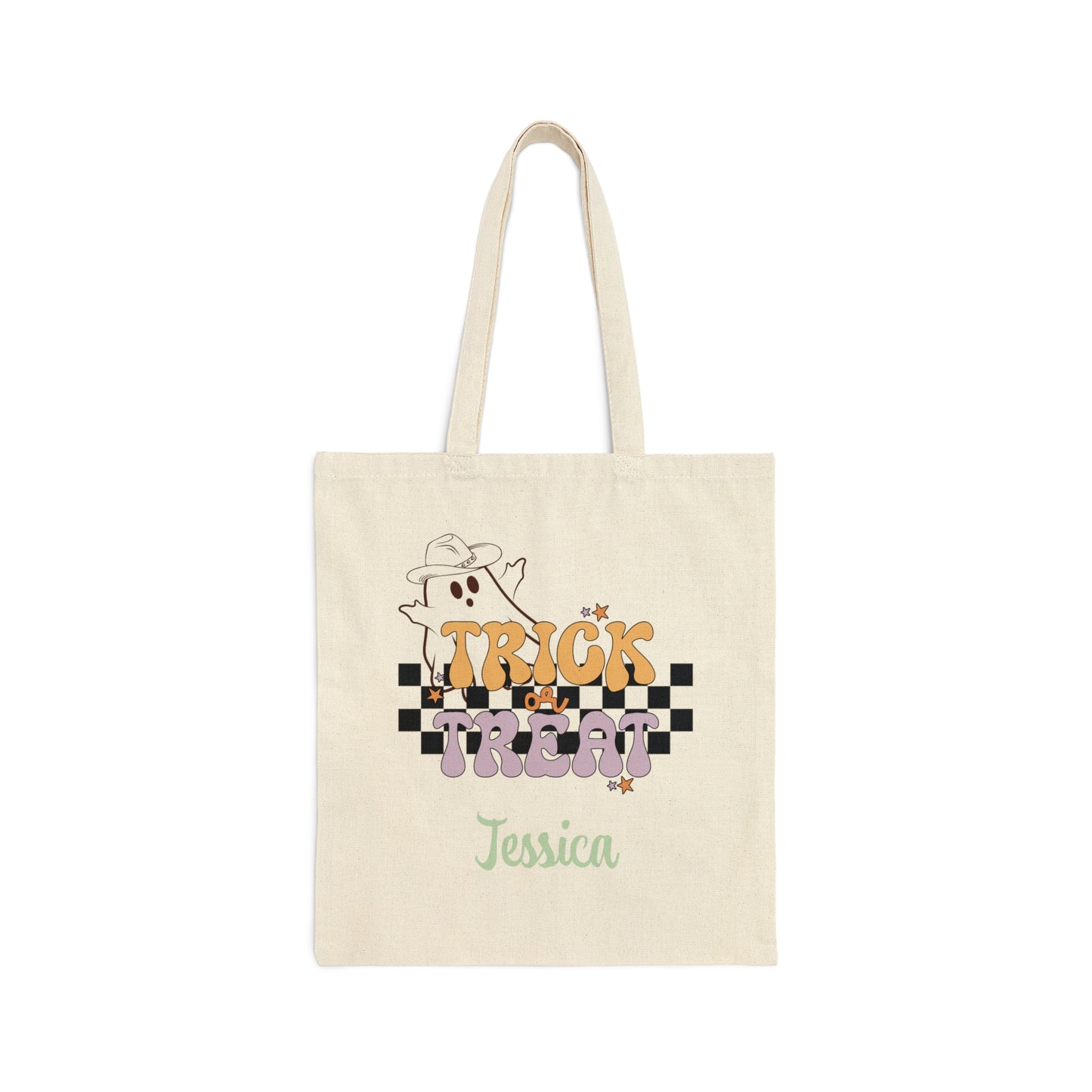 Cotton Canvas Tote Bag, Personalized Trick or Treat Bag, Personalised Halloween Bag, Halloween Tote, Kids Halloween Bag, Trick-or-Treat Bag