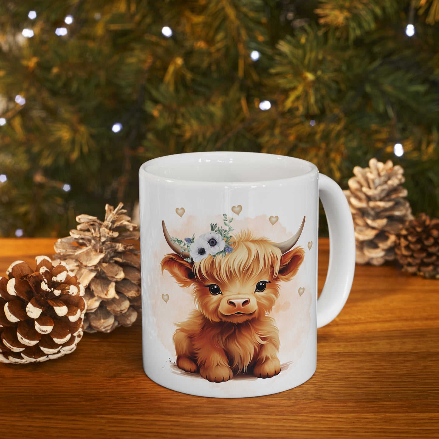 Personalised/Non Personalised Highland Cow, Ceramic Mug 11oz, Highland Cow Mug