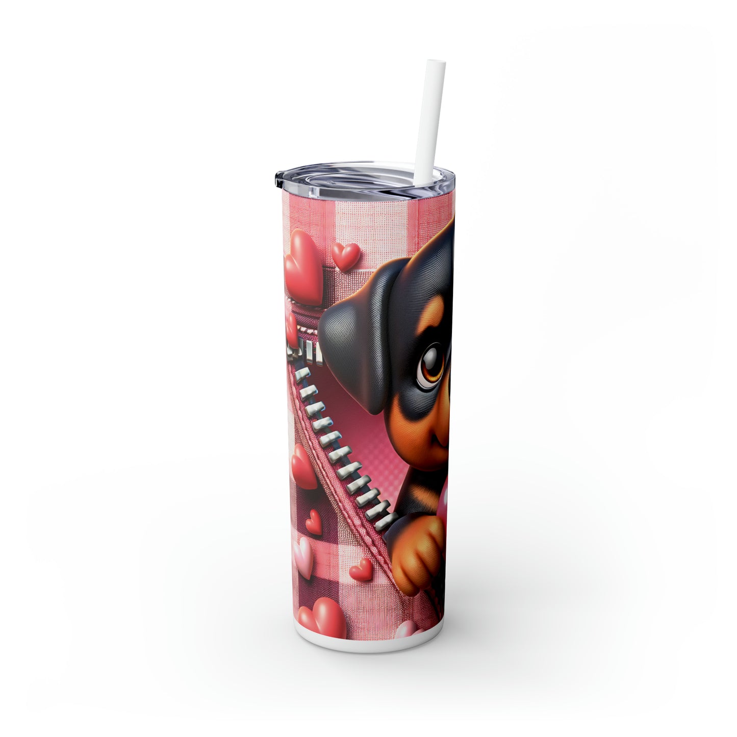 Skinny Tumbler with Straw, 20oz, Dog, Valentines Day, awd-1128