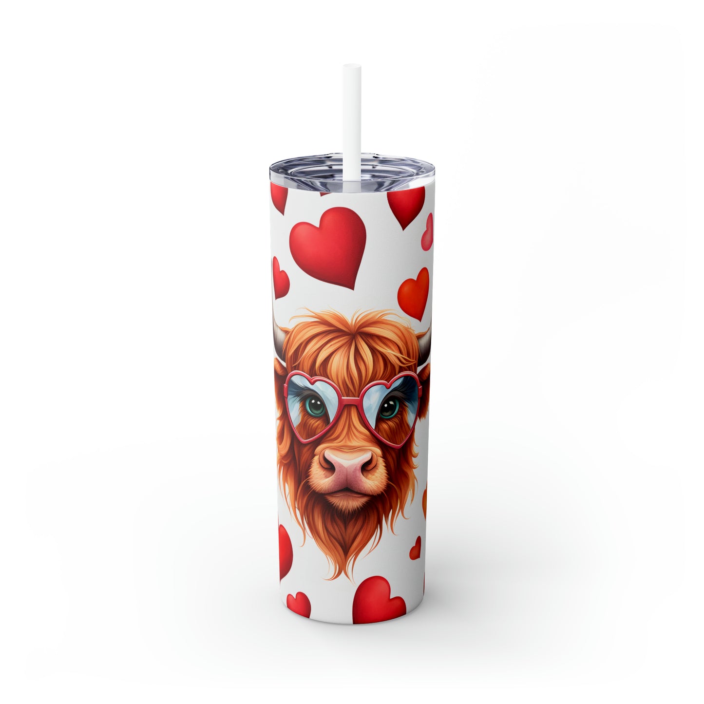 Skinny Tumbler with Straw, 20oz Highlander Cow