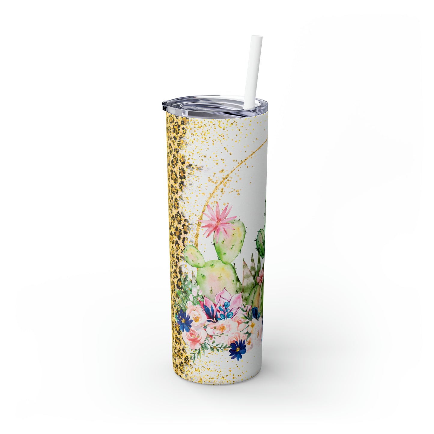 Skinny Tumbler with Straw, 20oz, Cactus