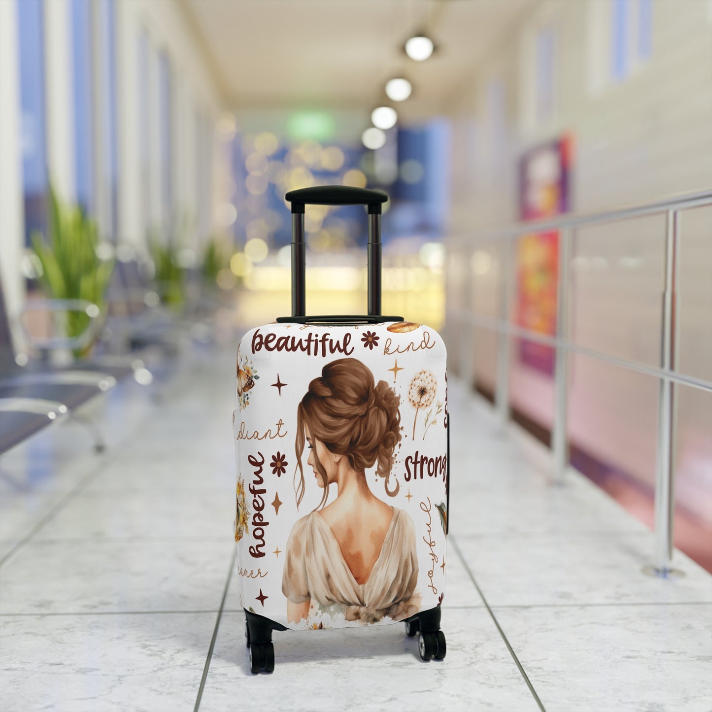 Luggage Cover, Affirmations, Brunette Hair, awd-504