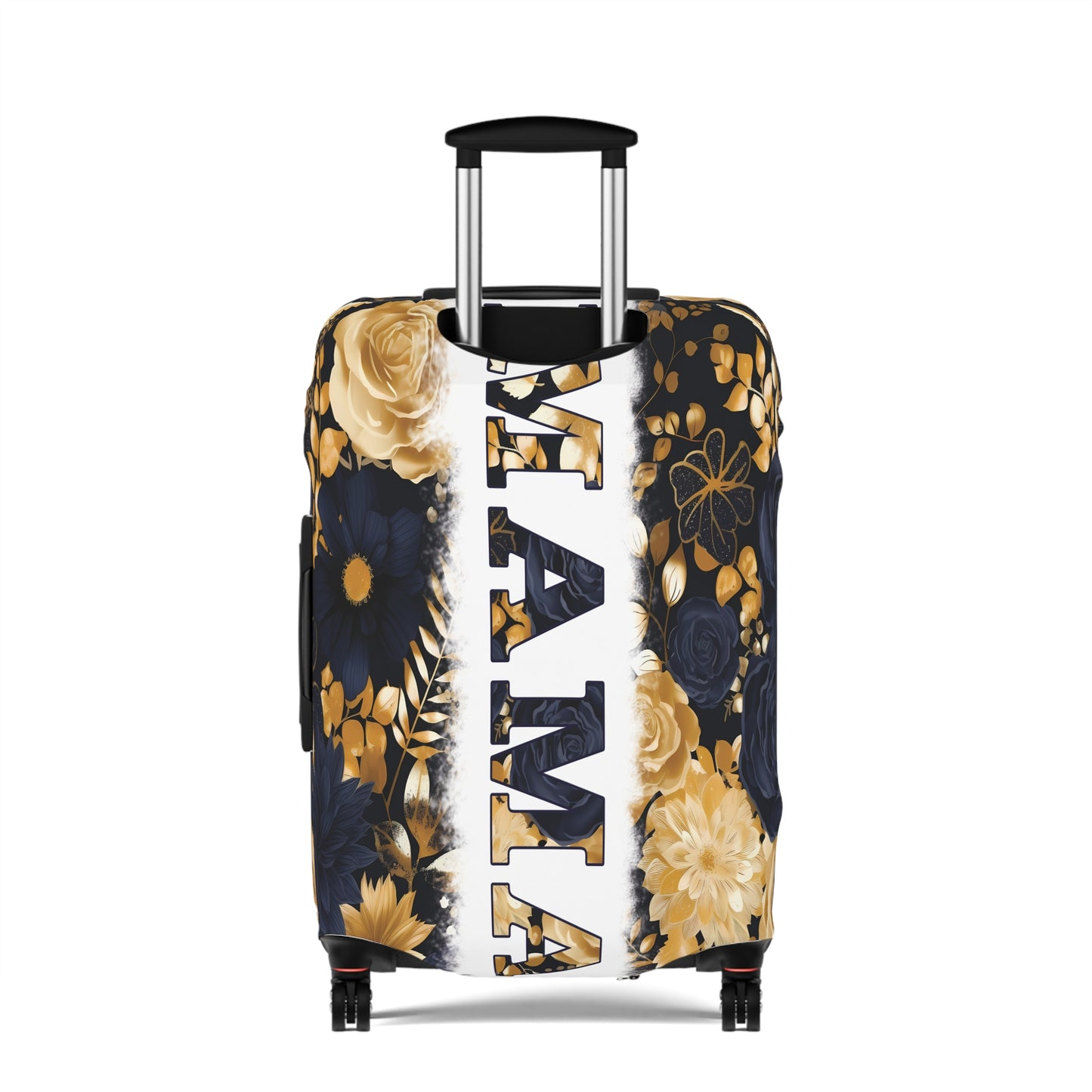 Luggage Cover, Black and Gold Floral, Mama, awd-3111