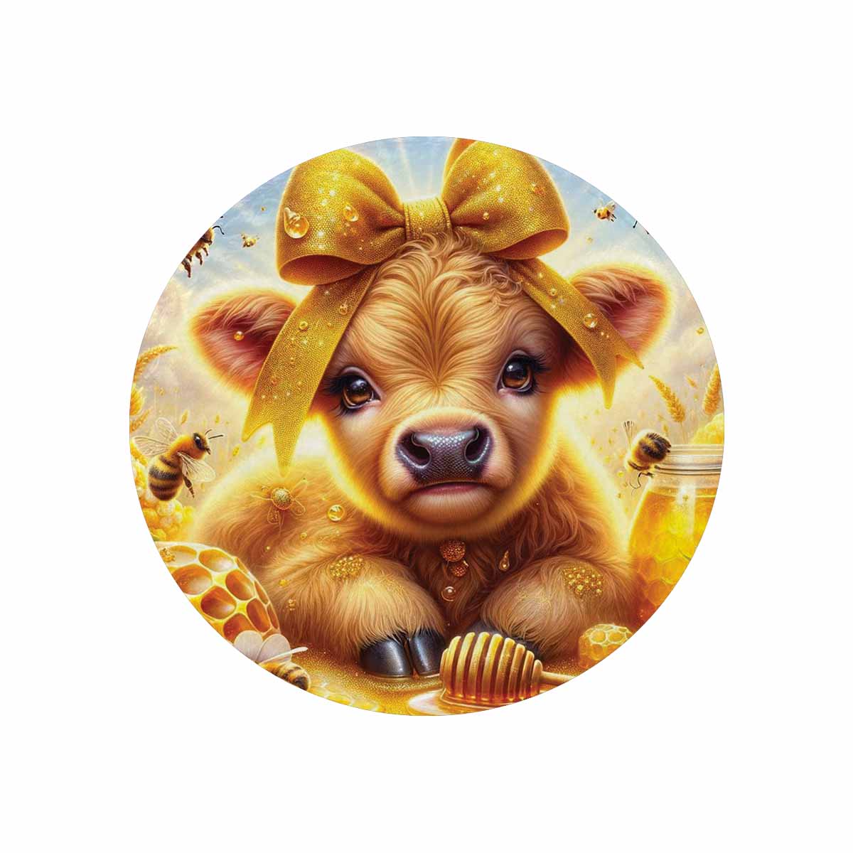 Higland Cow Awd1409  Circular Micro Fleece Blanket 47"