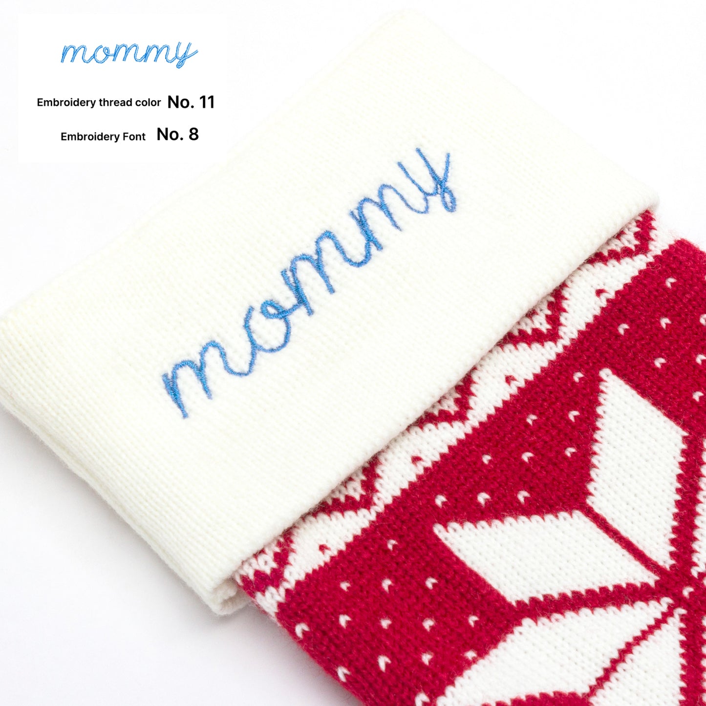 Classic Long Knitted Embroidered Christmas Stocking