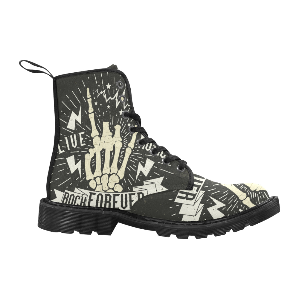 Rock and Roll music hipster Martin Boots for Women (Black) (Model 1203H)
