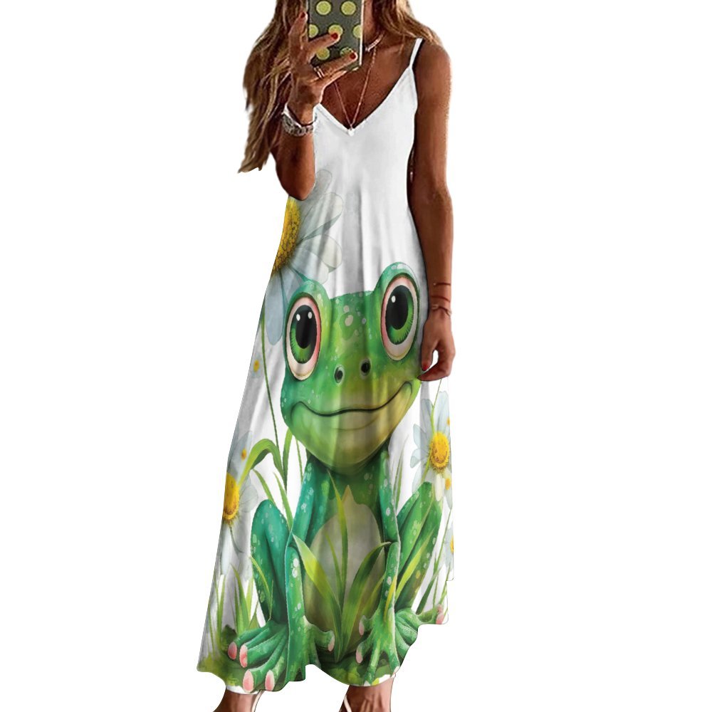 Frog Spaghetti Strap Ankle-Length Dress Long dress