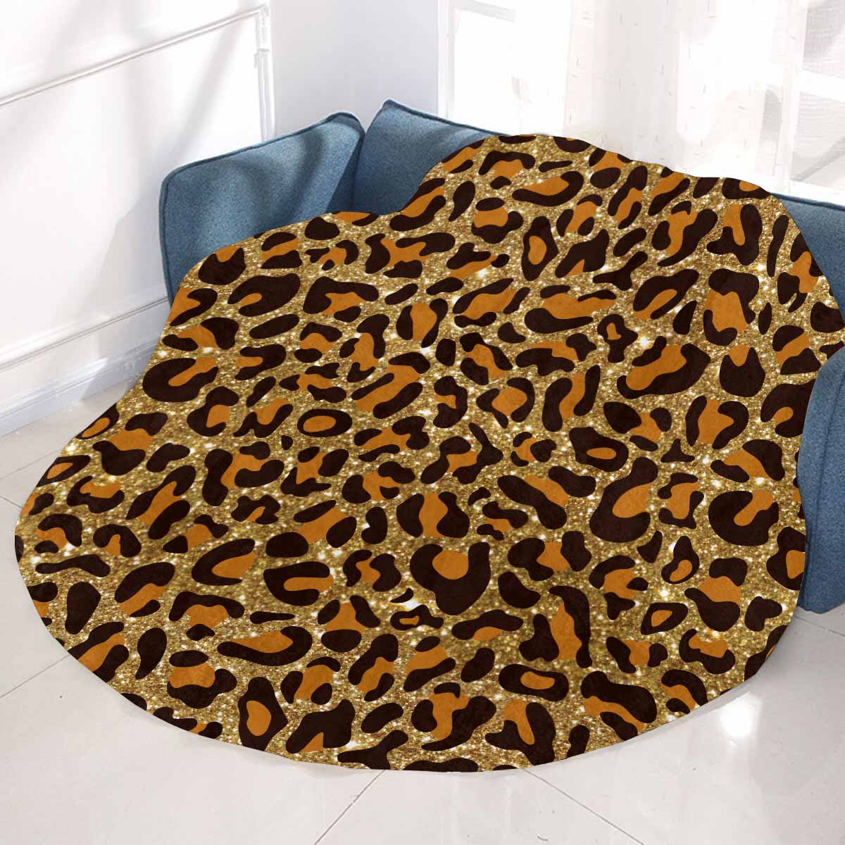 Animal print 5  Circular Micro Fleece Blanket 47"