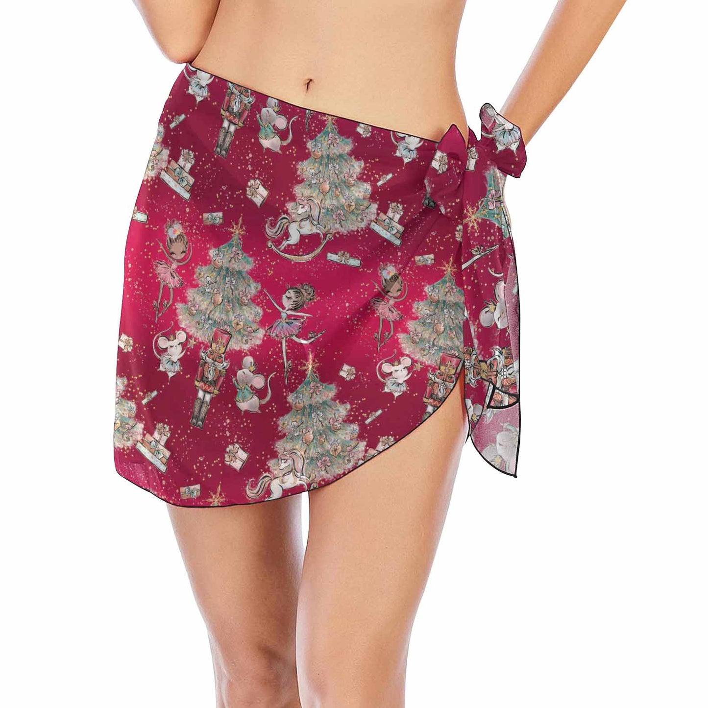 Red Christmas Nutcracker  Women's Beach Sarong Wrap