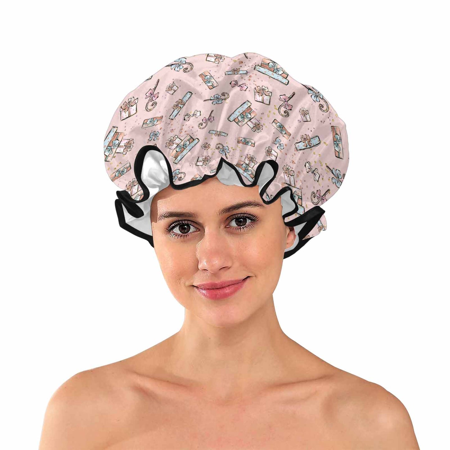 Pink Christmas  Shower Cap