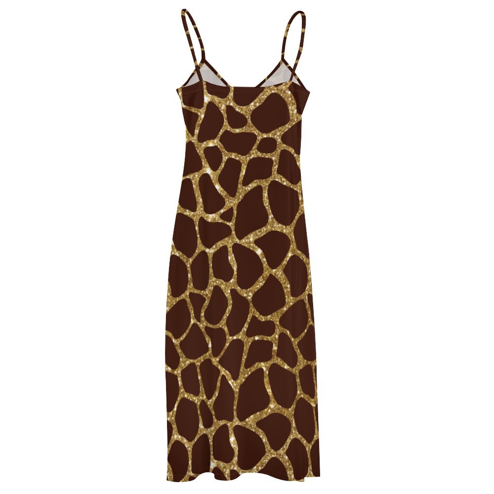 Animal Print Spaghetti Strap Ankle-Length Dress Long dress