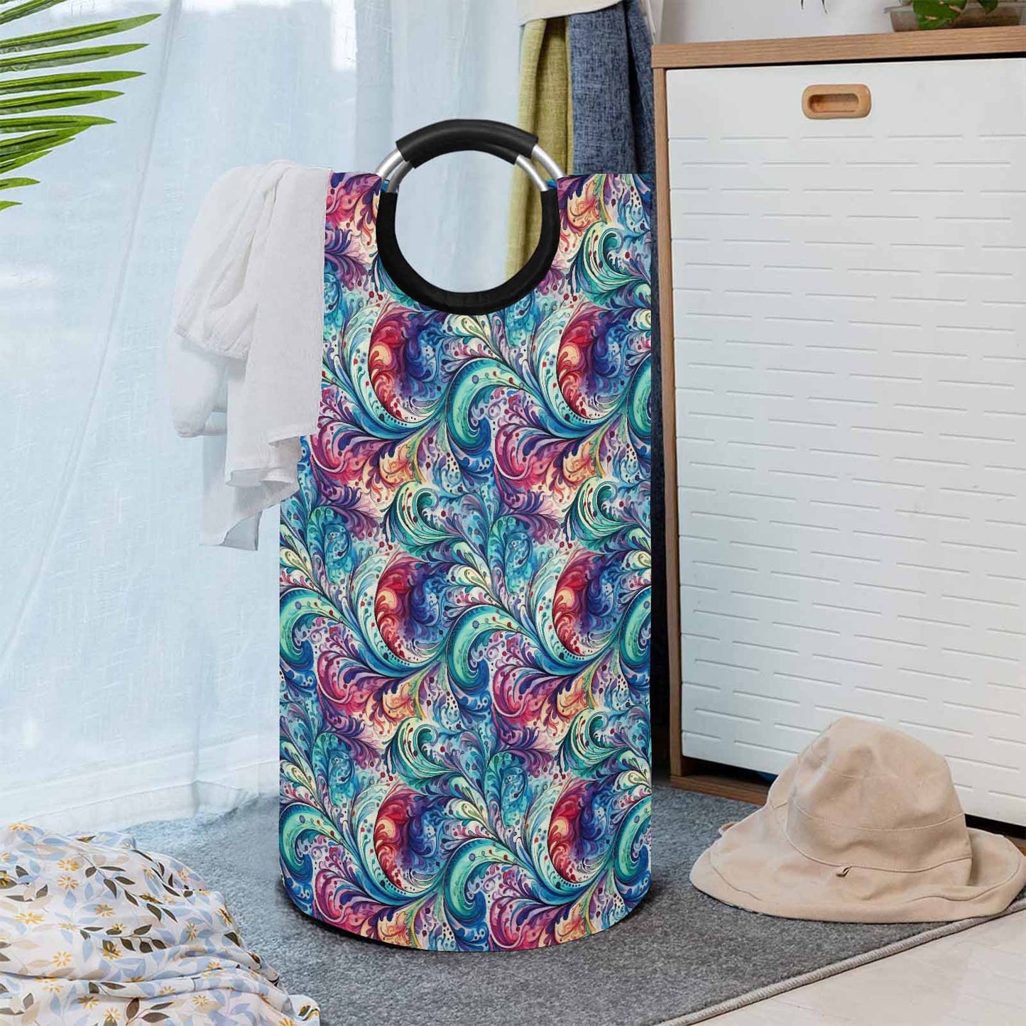 Rainbow Paisley  Round Laundry Basket