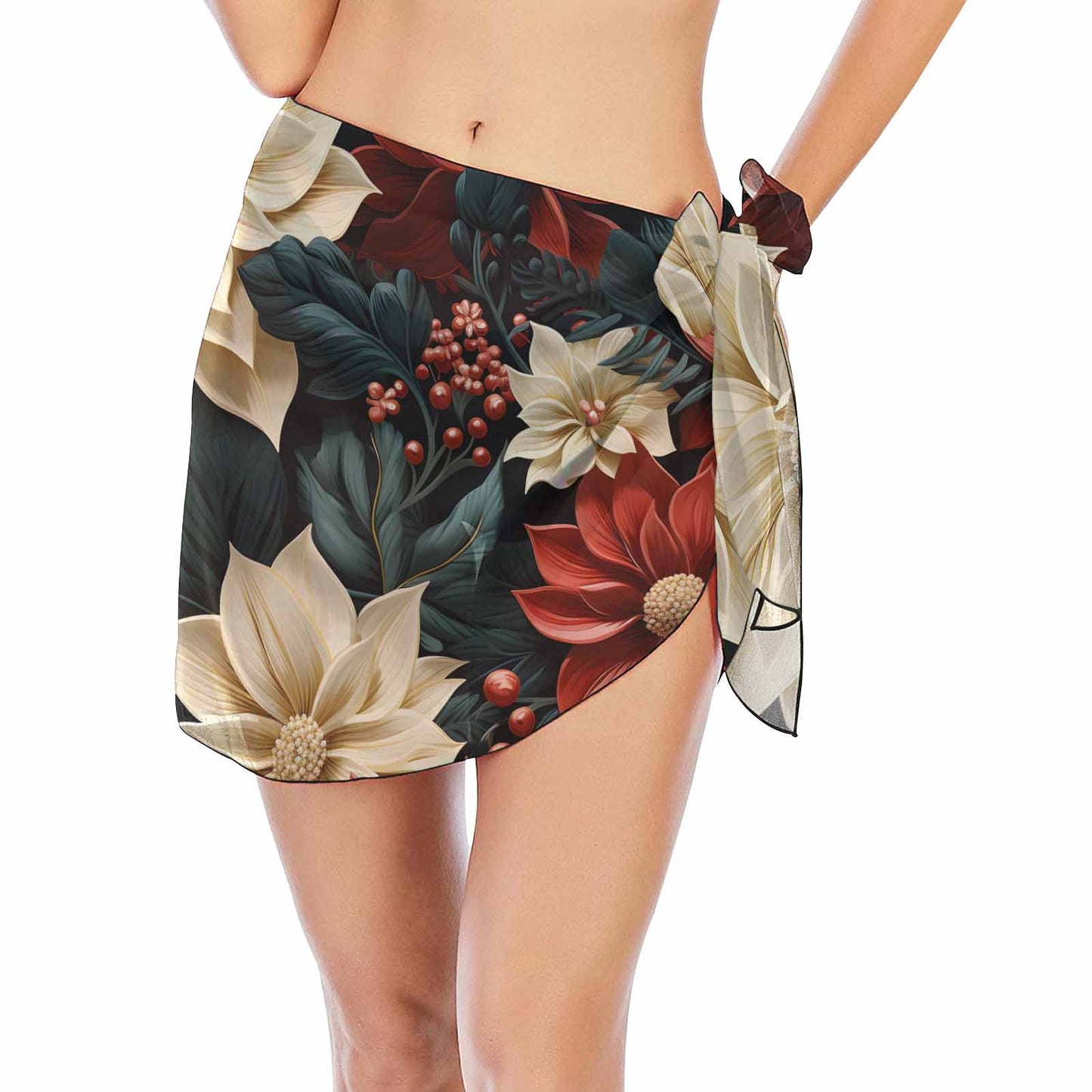 Christmas Poinsettia 50  Women's Beach Sarong Wrap