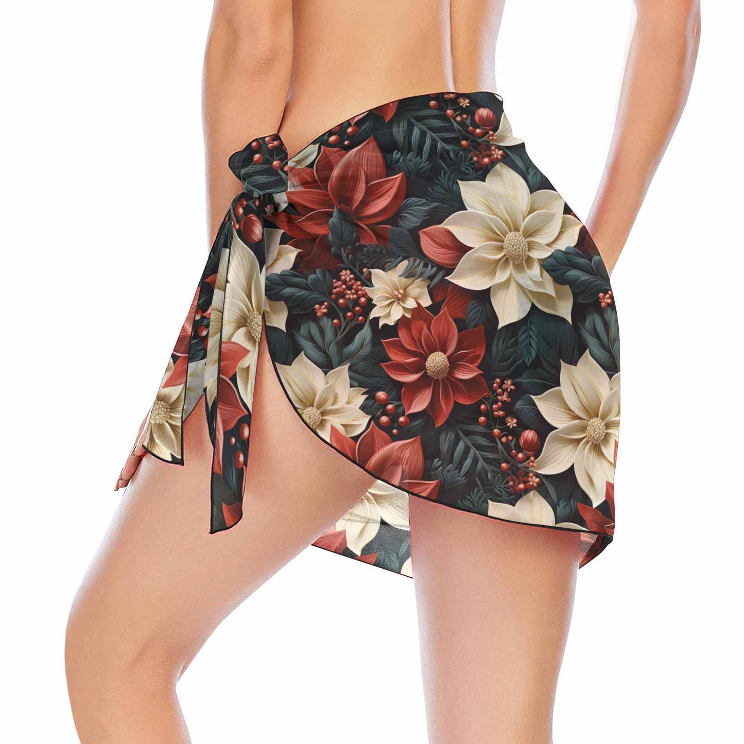 Christmas Poinsettia  Women's Beach Sarong Wrap