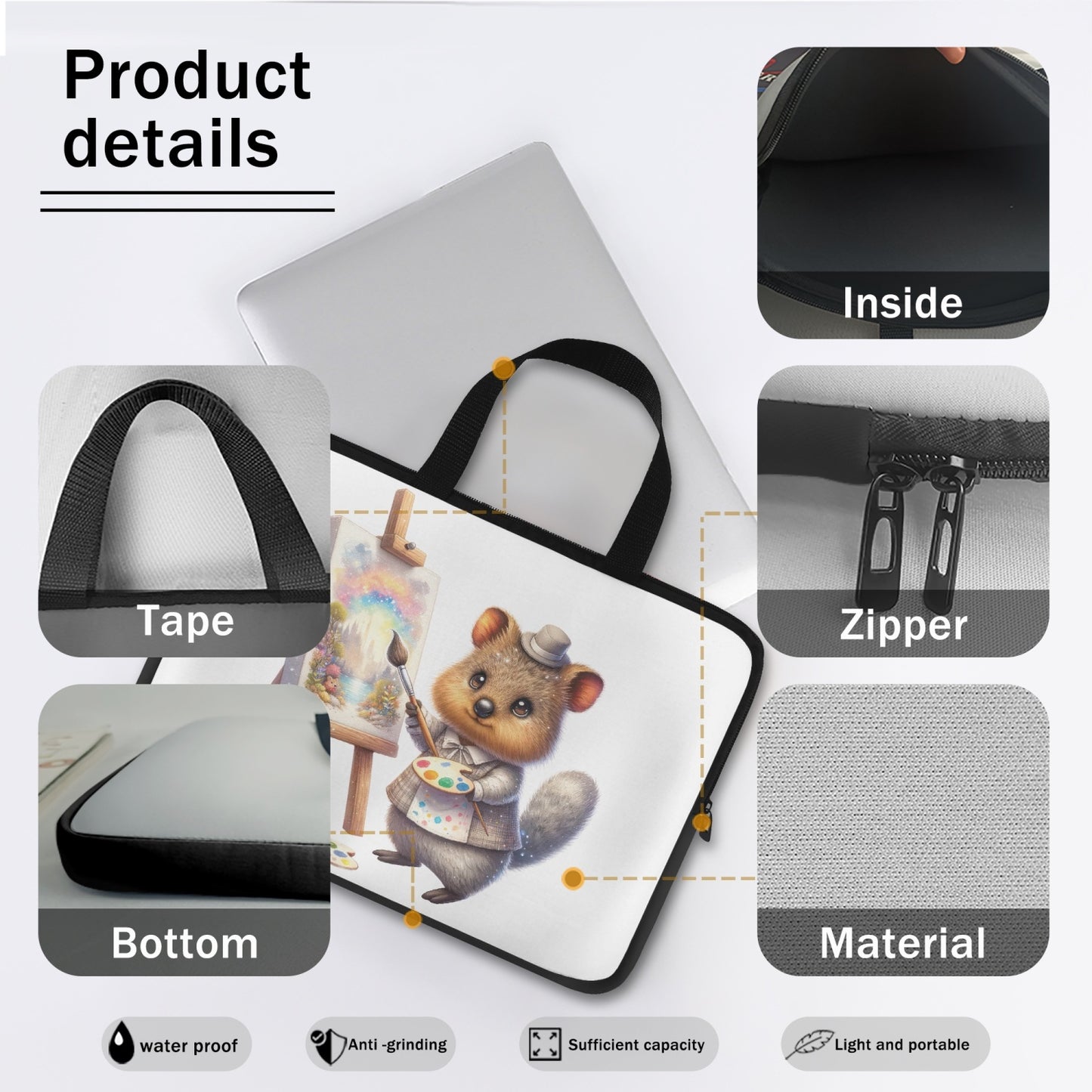 Laptop Sleeve with Handles - Australian Animals - Quokka