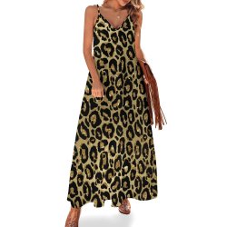 Animal Print Spaghetti Strap Ankle-Length Dress Long dress