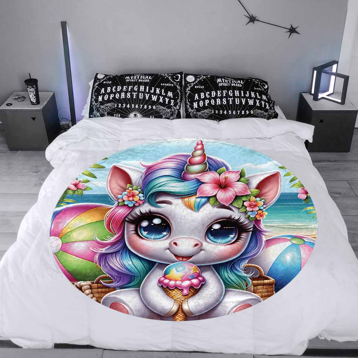 Unicorn_Awd35133  Circular Micro Fleece Blanket 60"