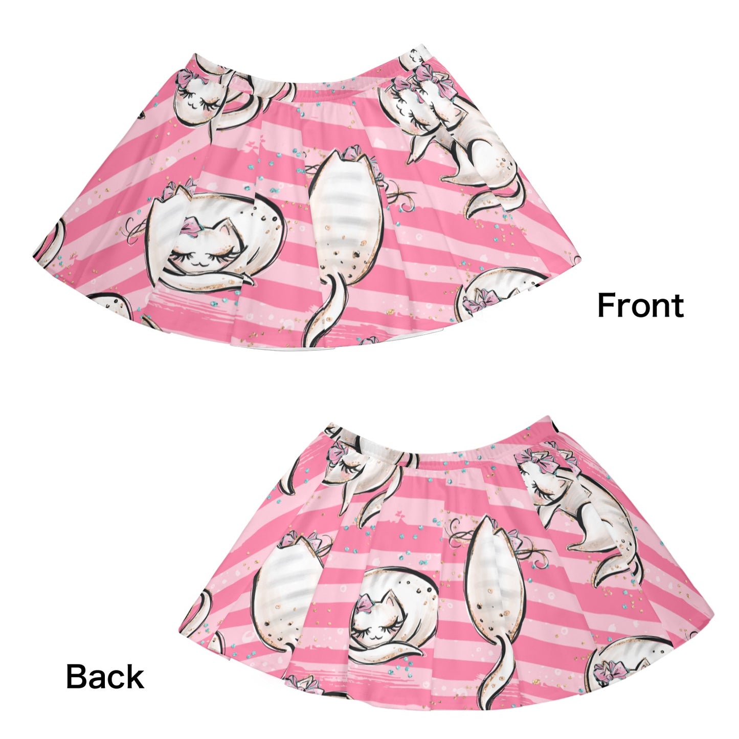 Skater Skirt Pink Cats Skater Skirt (Model D69)