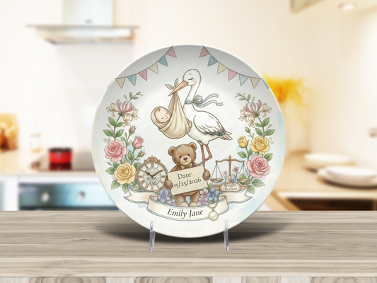 Personalised Baby Keepsake Plate | Birth Details Plate | Newborn Gift | Custom Baby Name Plate | Baby Shower Gift | First Birthday Keepsake