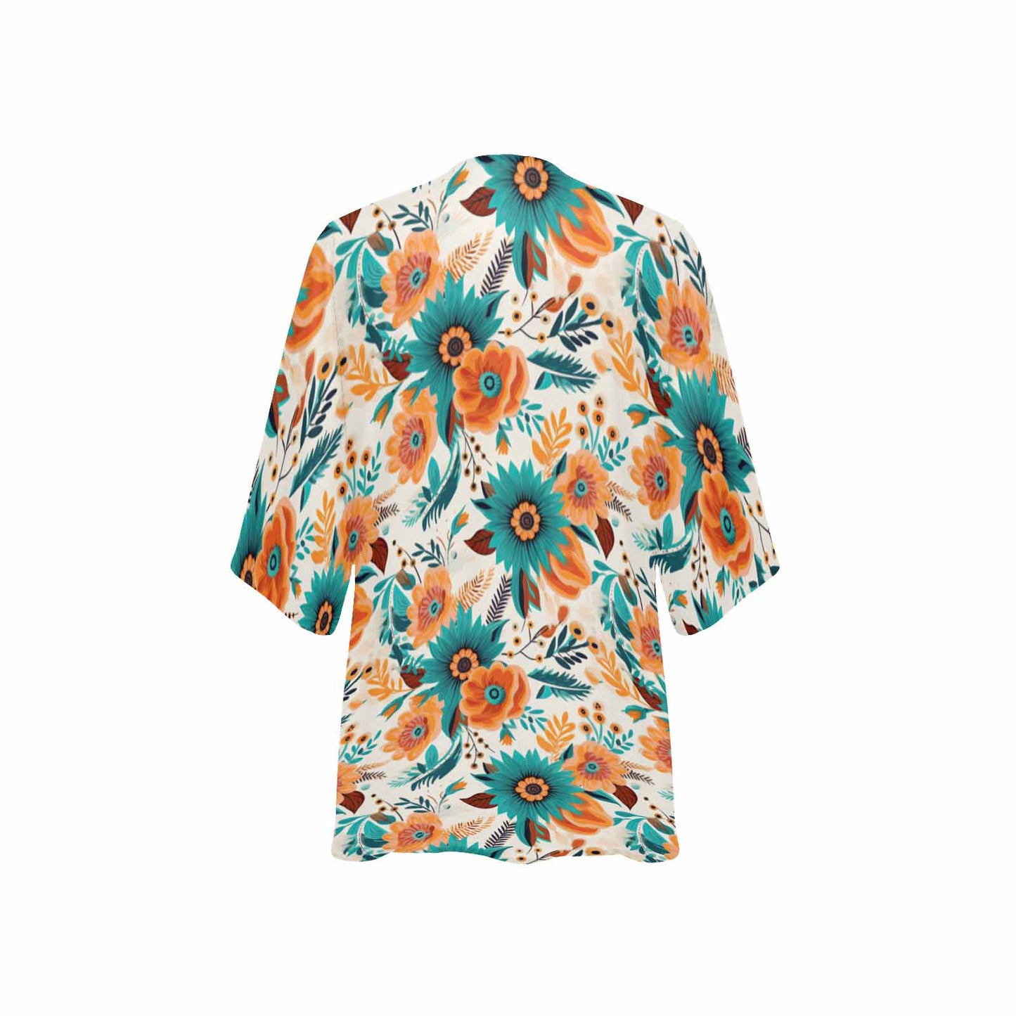 Boho Retro Floral  Women's Kimono Chiffon Cover Up