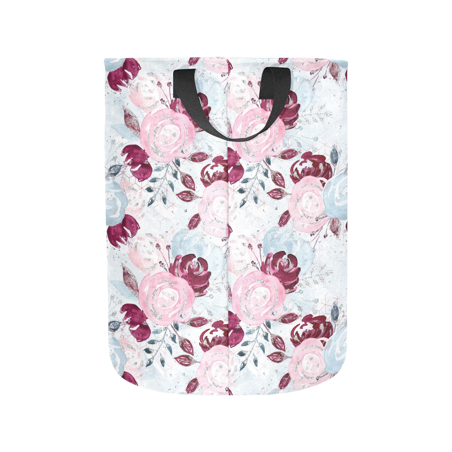 Roses Pink Blue Laundry Basket Laundry Bag (Large)