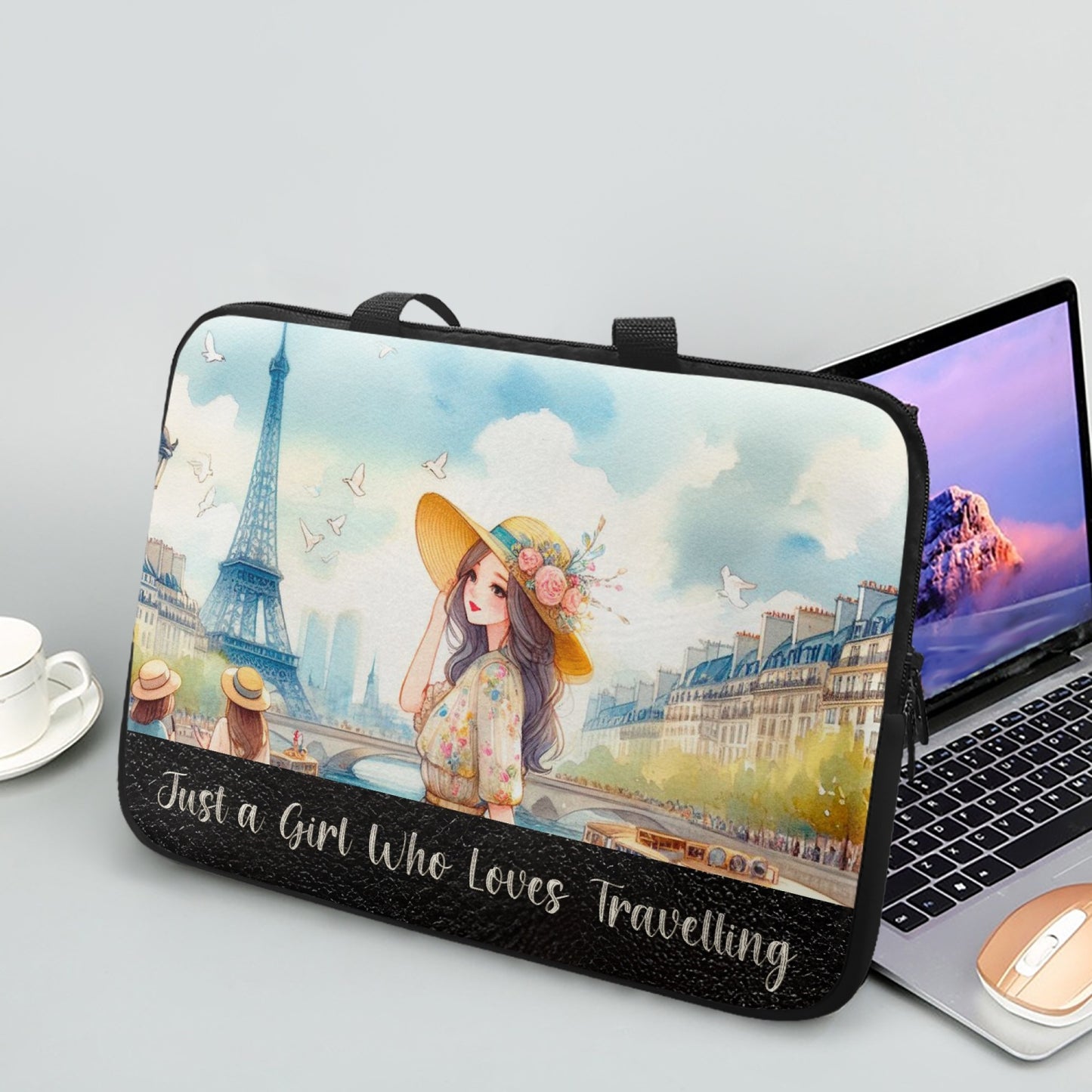 Laptop Sleeve with handles - Just a Girl Who Loves Travelling