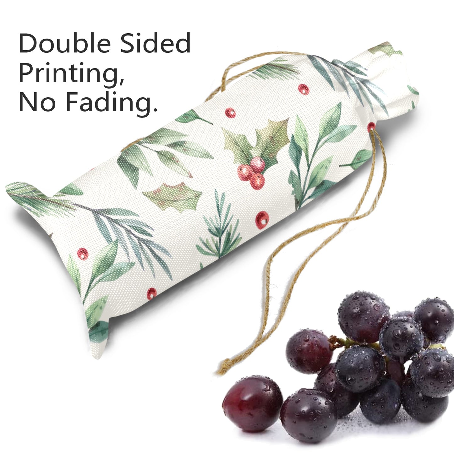 poinsettia leaves Linen Wine Bottle Bag