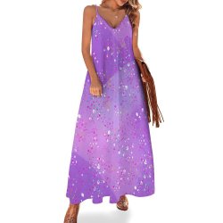 Purple Splash Spaghetti Strap Ankle-Length Dress Long dress