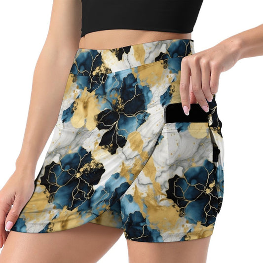 Alcohol Ink A-Line Skirt with Pocket Light proof trouser skirt