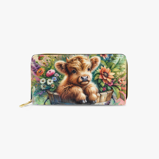 Long Type Zipper Purse - Highland Cow