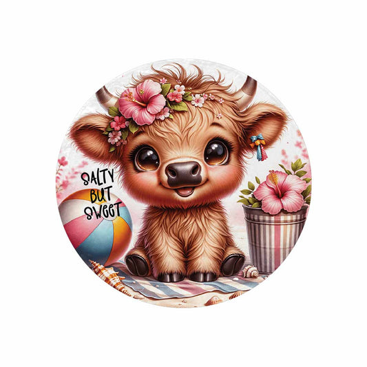 Highland Cow Awd35113  Circular Micro Fleece Blanket 47"